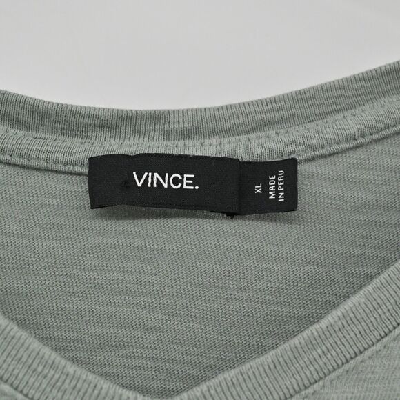 VINCE Shirt Mens Sz XL Sage Green 100% Cotton V Neck Tee Short Sleeve Basic - Picture 8 of 12